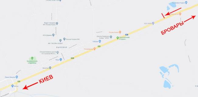 Мегаборд A в Киеве, 12x4  Броварський пр-т, АЗС "ОККО" , рух в напрямку Києва схема