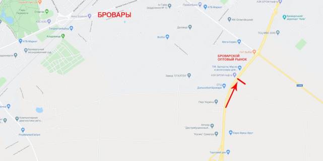 Мегаборд A в Бровары, 12x4  Виїзд з Києва, до Чернігова, виїзд на Бровари, до котедж. містечка Княжичі схема
