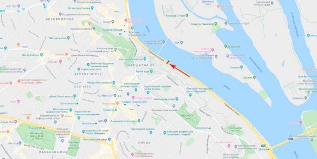 Видеоборд A в Киеве, 3,14x2,32  Набережне шосе, 100 м. до Пішохідного Моста, рух в напрямку Поштова пл. - 391443 схема