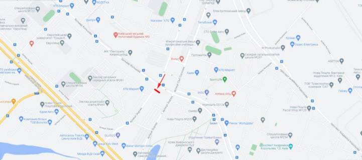 Билборд B в Киеве, 3x6  Зодчих вул. 2, супермаркет "АТБ", рух в напрямку автосалонів "Volvo", "Mazda", "Toyota", "Lexus" схема