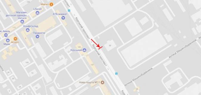 Білборд, Бігборд (Борд)  B у Сумах Курський пр-т, навпроти буд.№102 схема