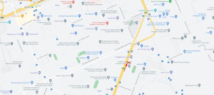 Билборд A в Киеве Гагаріна Ю. пр-т 16 схема