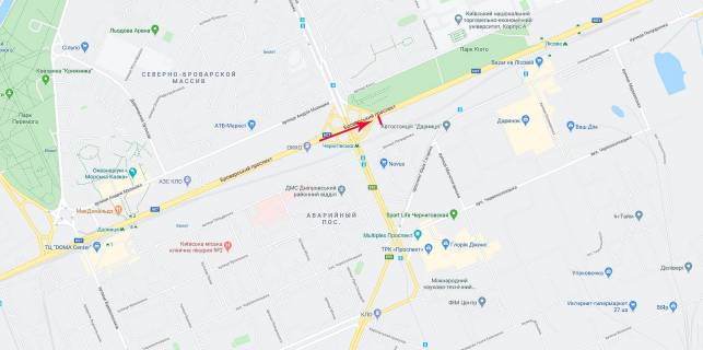 Беклайт A у Києві Броварський пр-т схема