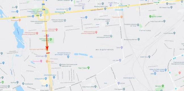 Видеоборд A в Киеве, 12x4  Кільцева дорога 27, від Перемоги пр-т, ст.м. Академмістечко - 530513 схема