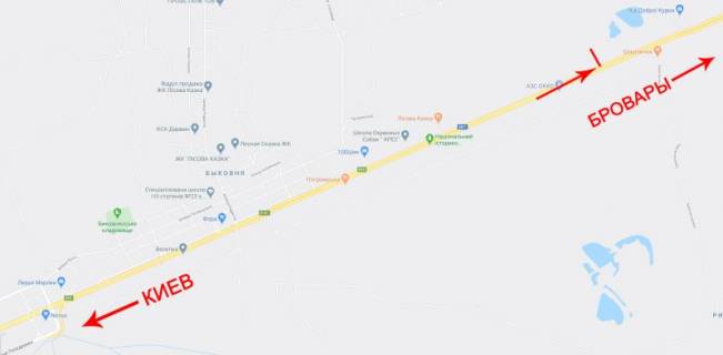 Мегаборд B у Києві, 12x4  Броварський пр-т, рух в напрямку м. Бровари схема