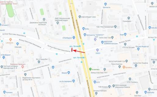 Призма A в Киеве, 3x6  Івашкевича Ярослава вул. 5 - вул. Лугова, рух в напрямку пр. Правди - 319011 схема