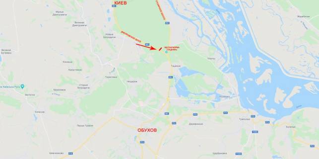 Мегаборд B у Київських трасах, 12x4  Виїзд з Києва, до Знам'янки, 400м від повороту на Козин, від котедж.городка Романово схема