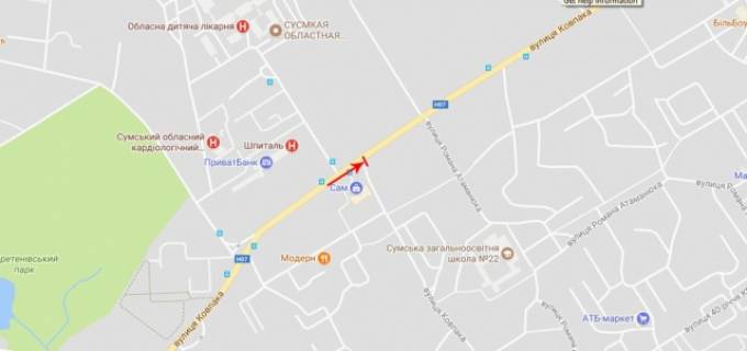 Билборд A в Сумах Ковпака вул. схема