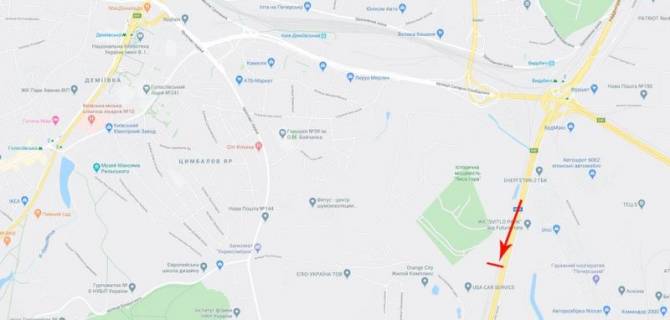 Мегаборд A в Киеве, 12x4  Столичне шосе, рух в напрямку від ст. м. "Видубичі" схема