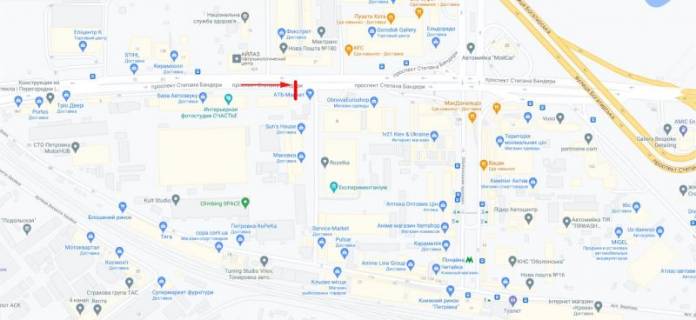 Білборд, Бігборд (Борд)   у Києві, 3x6  50.4889974200, 30.4930682800, схема