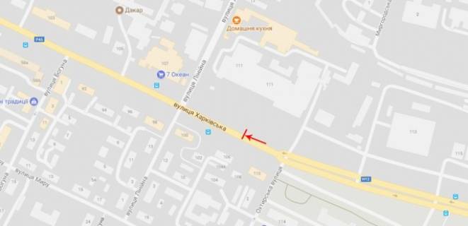 Білборд, Бігборд (Борд)  A у Сумах Харківська вул., навпроти буд. №110 схема