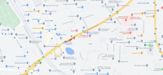 Видеоборд A у Києві, 3,14x2,32  Дружби Народів бульв.  4/6, рух в напрямку від Либідська пл. - 376322 схема