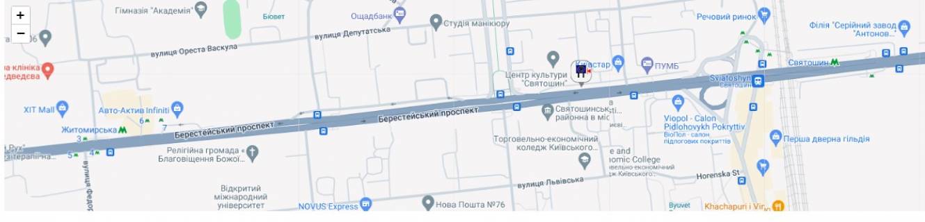 Видеоборд A у Києві, 3x6  Перемоги пр-т 112, поруч з магазином "Watsons", рух в напрямку ст. м. "Житомирська" - 411514 схема