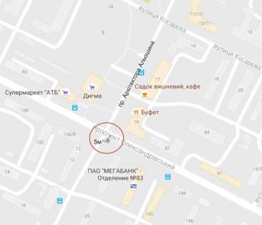 Билборд B в Харькове Александровский+ пр. Архітектора Альошина (Орджонікідзе ) схема