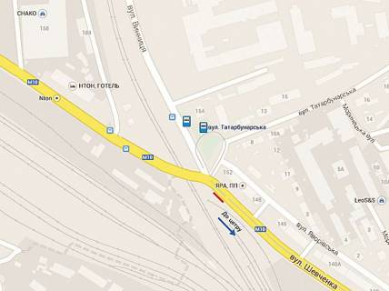 Білборд, Бігборд (Борд)  A у Львові, 6х3  вул.Шевченка (навпроти кінцевої зупинки трамвая №7) схема