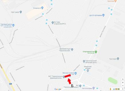 Билборд B в Тернополе, 6х3  Збаразька- Лозовецька- Фабрична    (завод Молокія) верхній схема