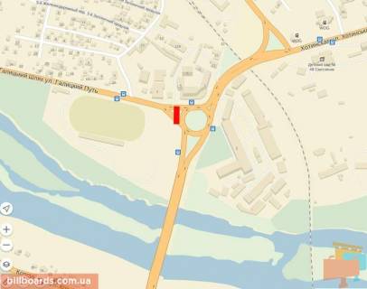 Билборд A в Черновцах, 6х3  Вокзальна (Гагаріна) - Галицький шлях АЛ (в центр) схема