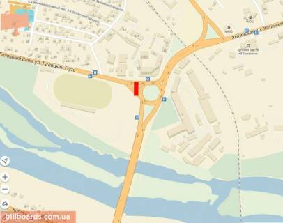 Билборд B в Черновцах, 6х3  Вокзальна (Гагаріна) - Галицький шлях  БЛ (з центр) схема