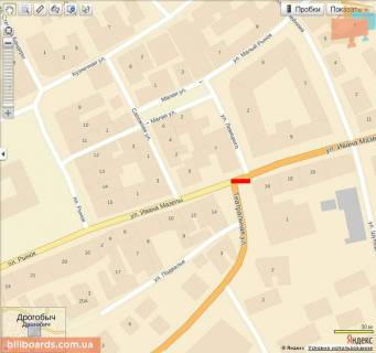 Білборд, Бігборд (Борд)  A у Дрогобичі, 6х3  Театральна-Мазепи (центральна площа) схема