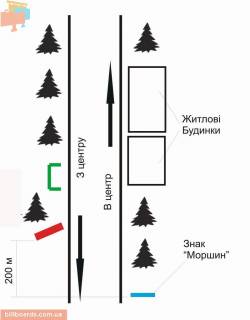 Билборд B в Моршине, 6х3  в"їзд в місто схема