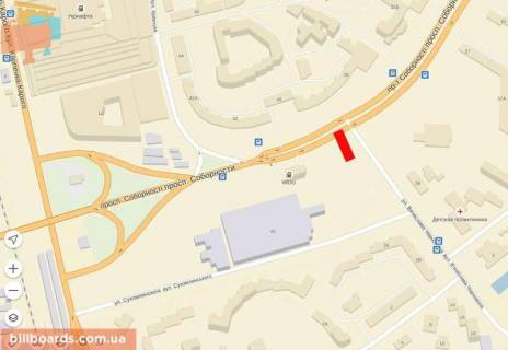 Білборд, Бігборд (Борд)  A у Луцьку Соборності - вул. Чорновола С / М Там -Там схема