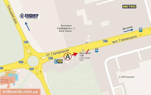 Билборд A в Львове, 6х3  Городоцька (в’їзд в місто) схема