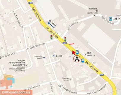 Билборд A в Львове, 6х3  Зелена, 137 (А) -  Дністровська  схема