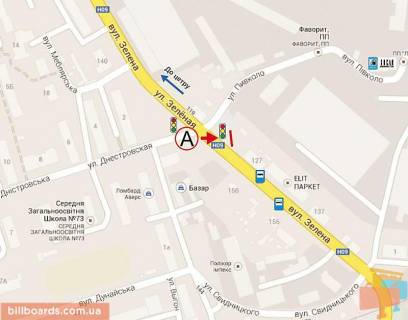 Білборд, Бігборд (Борд)  B у Львові, 3,14х2,30  Зелена, 137 (Б) -  Дністровська схема