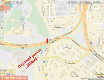 Билборд A в Львове Хуторівка (гуртовий ринок Шувар) до Стрийської схема