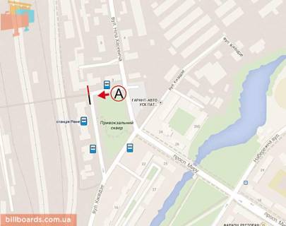 Билборд A в Ровно, 6х3  Привокзальна (правий) схема