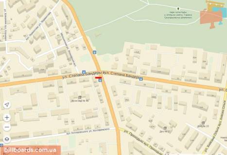 Билборд A в Ровно, 6х3  Чорновола -  Бандери схема