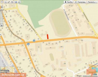 Билборд A в Тернополе, 6х3  Бандери (стадіон) місце 2, А правий схема