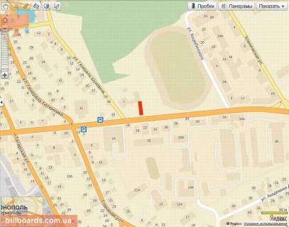 Билборд B в Тернополе, 6х3  Бандери (стадіон) місце 2, Б правий схема
