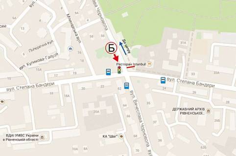 Билборд B в Ровно, 6х3  Чорновола -  Бандери ст Б схема