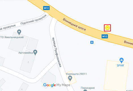 Білборд, Бігборд (Борд)  B у Хмельницькому Вінницьке шосе (перехрестя з Профспілковою) схема