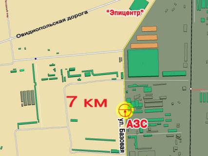 Билборд A в Одессе 7-км улица Базовая 1 А схема