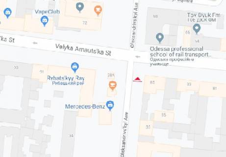 Ситилайт B в Одессе, 1.8x1.2  Преображенська вул. - В. Арнаутська вул. 99 B, зупинка схема