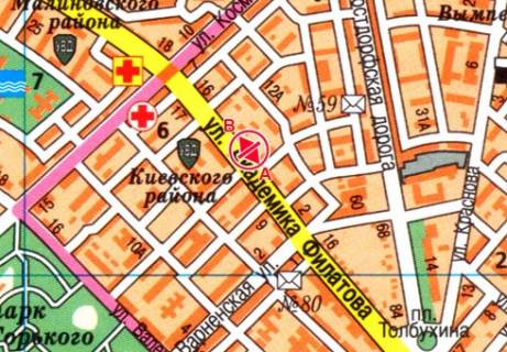 Білборд, Бігборд (Борд)  B у Одесі, 3x6  Філатова Академіка вул., 10/1 схема
