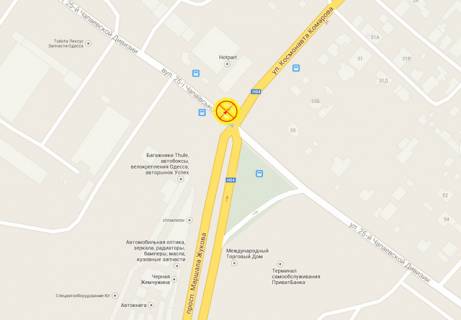 Билборд A в Одессе Инглези угол Комарова №12 А схема