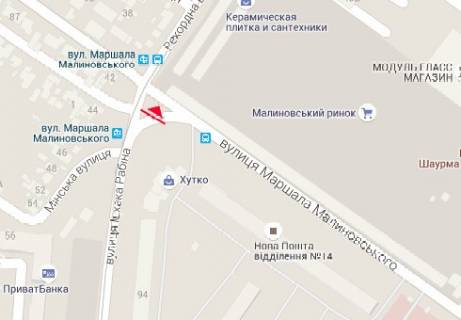 Билборд B в Одессе, 3x6  Іцхака Рабіна вул. - Малиновського вул., 71 схема