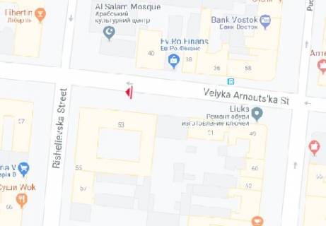 Ситилайт B в Одессе, 1.8x1.2  В. Арнаутська вул., 55 - Рішельєвська вул. схема