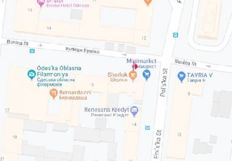 Ситилайт B в Одессе, 1.8x1.2  Буніна вул., 11 - Польська вул. В схема