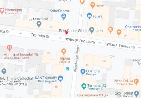 Ситилайт A в Одессе, 1.8x1.2  Троїцька вул., 35 - Рішельєвська вул. А схема