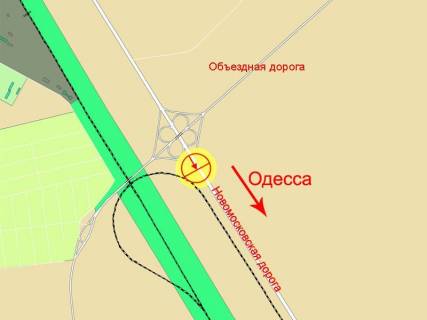 Білборд, Бігборд (Борд)  A у Одесі, 3x6  Київське шосе - Об'їзна дорога, конюшинний міст, в центр схема