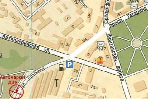 Билборд A в Одессе, 3x6  Краснова вул., 2А - Іподромний пров., з центру схема