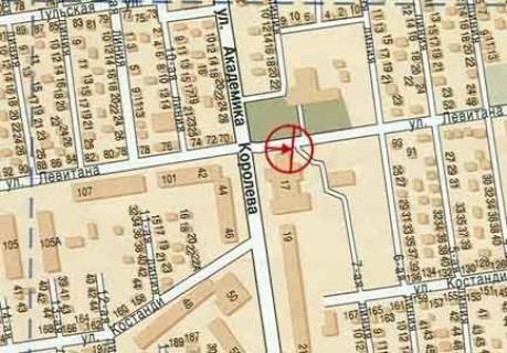 Білборд, Бігборд (Борд)  A у Одесі, 3x6  Левітана вул., сквер Корольова схема