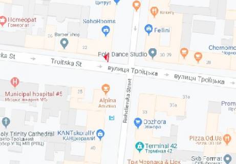 Ситилайт B в Одессе, 1.8x1.2  Троїцька вул., 35 - Рішельєвська вул. В схема