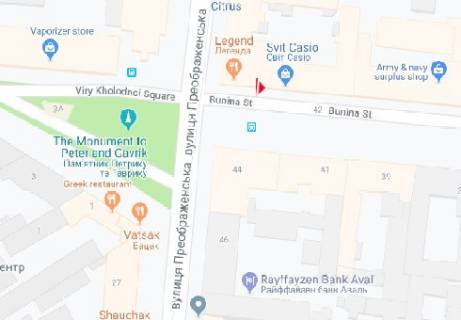 Ситилайт B в Одессе, 1.8x1.2  Буніна вул., 36 B схема