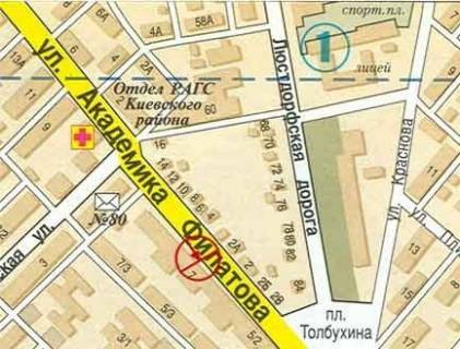 Билборд A в Одессе, 3x6  Філатова вул., 9 схема