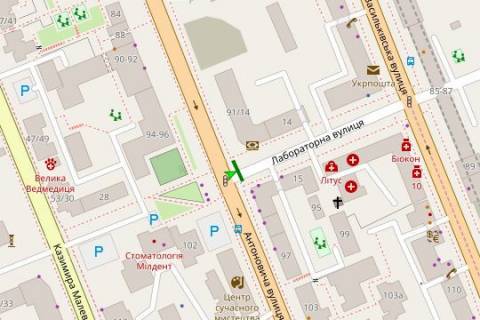 Сiтiлайт B у Києві, 1.2x1.8  Лабораторна вул., 14/91 схема